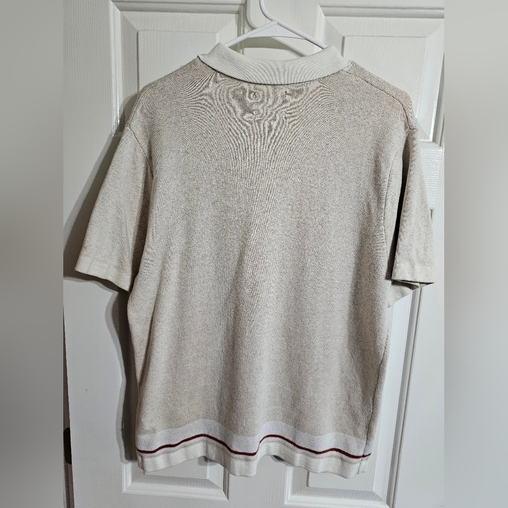 Abercrombie & Fitch Men Medium Beige Knit Button Polo Shirt Preppy Retro Minimal - Picture 3 of 6